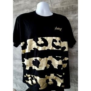 Black & Gold Foil Animal Stripe Elwood Shirt SZ L